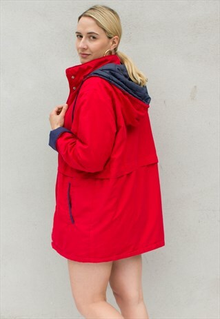 VINTAGE RED COSY PARKA JACKET