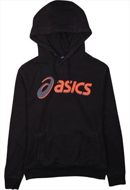 Vintage 90's Asics Hoodie Heavyweight Spellout Black Large