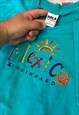 VINTAGE MEXICO BLUE EMBROIDERED TOURIST T-SHIRT XL 