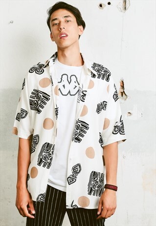 VINTAGE 90S PATTERNED LINEN SHIRT