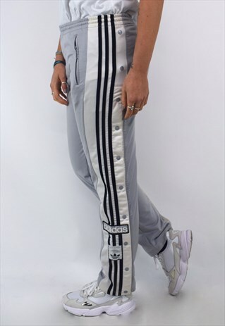 VINTAGE 90'S ADIDAS GREY POPPER SIDE JOGGERS