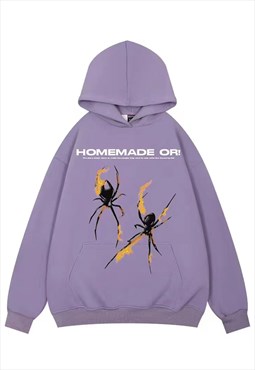 Spider hoodie punk pullover retro Gothic jumper in purple