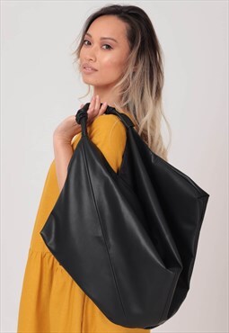 Large shopper bag in thick  faux leather 