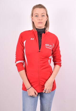 UNDER ARMOUR WOMENS VINTAGE TRACKSUIT TOP MEDIUM RED