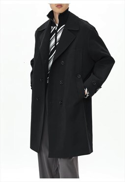 Men's Black single breasted trench coat AW2023 VOL.1