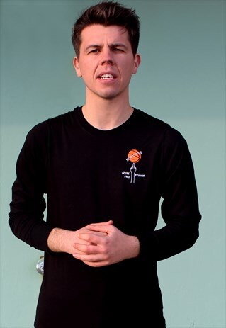 GOOSE STUDIOS ORGANIC COTTON L/S TEE IN BLACK W/ EMBROIDERY