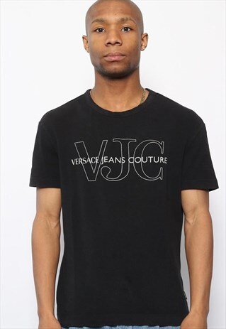 VINTAGE VERSACE JEANS COUTURE BIG LOGO T-SHIRT BLACK