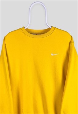 Vintage Yellow Nike Sweatshirt Embroidered Swoosh Large