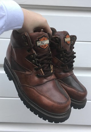 UNISEX VINTAGE 80S HARLEY DAVIDSON BOOTS BROWN LEATHER SHOES
