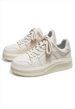 Classic sneakers faux leather trainers retro shoes in cream