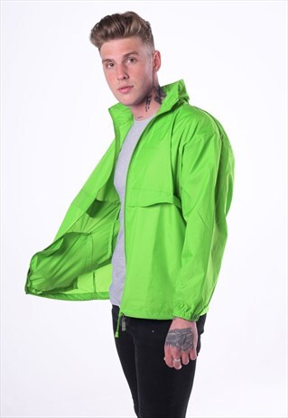 LIGHTWEIGHT ZIP UP WINDRUNNER COAT JACKET - REAL GREEN