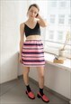 Vintage 80's Multicolour Ribbed Striped Mini Stretchy Skirt