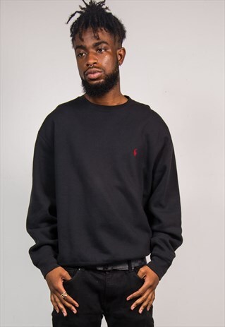 90'S VINTAGE BLACK RALPH LAUREN POLO SWEATSHIRT JUMPER