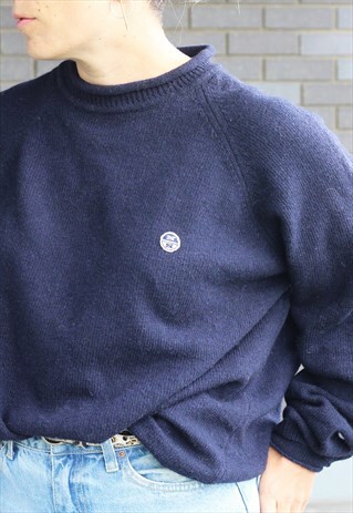 VINTAGE 1990S NORTH SAILS NAVY OVERSIZED JUMPER