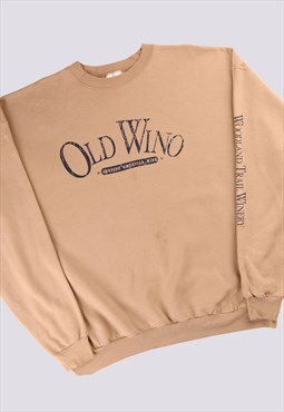 Vintage   Sweatshirt Tan Brown XLarge Old Wino Crewneck