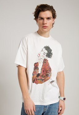 Oversized T-shirt in White with Egon Schiele Print