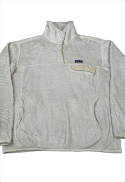 White patagonia logo emroilery quarter zip up women's fleece