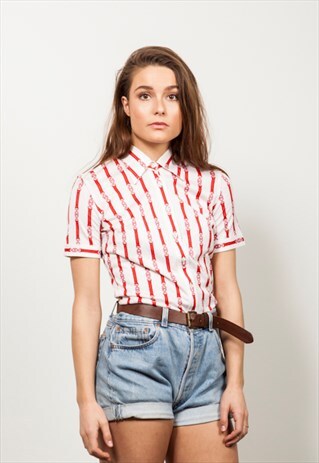 BUTTON-UP CELINE TOP WITH COLLAR