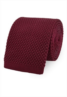 Wedding Handmade Polyester Knitted Tie In Wine Red