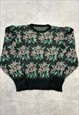 VINTAGE KNITTED JUMPER ABSTRACT FLOWER PATTERNED KNIT 