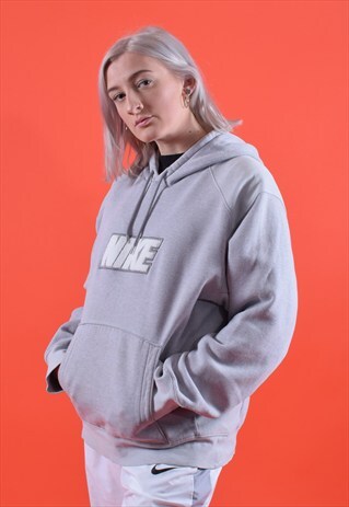 GREY NIKE HOODIE WITH FLEECE LOGO