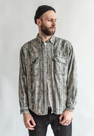 VINTAGE 90S PATTERNED SHIRT WITH POCKETS