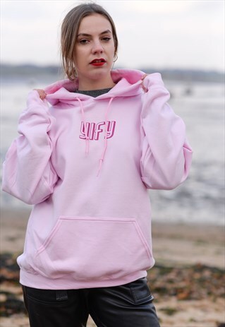 OVERSIZED HOODIE IN PINK WITH GRAPHIC LOGO.