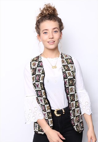 VINTAGE 80S FLORAL TAPESTRY WAISTCOAT