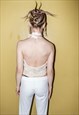 VINTAGE Y2K TRENDY SUMMER CROCHET TIE CROP TOP IN OFF-WHITE