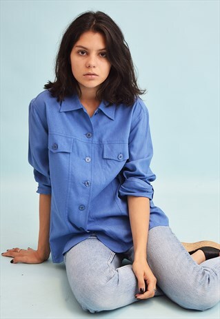 90'S RETRO MINIMALIST OVERSIZED SCANDI SILK SHIRT TOP