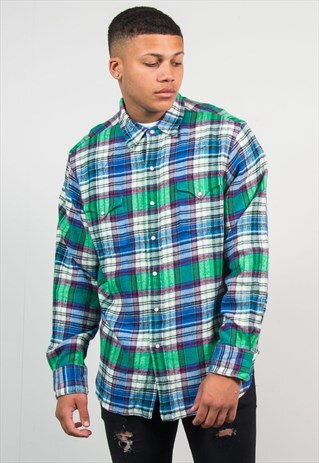 RALPH LAUREN SHIRT GREEN CHECK FLANNEL