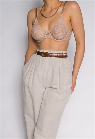 VINTAGE NUDE LACE FLORAL BRALETTE