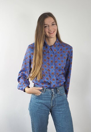 VINTAGE BLUE JEWEL BLOUSE