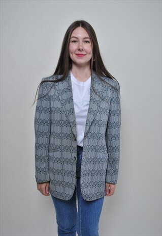 80S ABSTRACT BLAZER, VINTAGE PATTERNED SUIT JACKET 