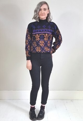 VINTAGE 90'S PURPLE AND BRONZE GLITTER JUMPER