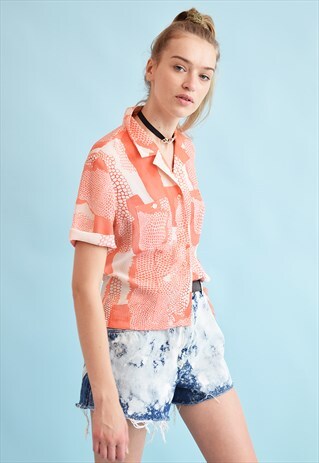 90'S RETRO ABSTRACT PRINT OVERSIZED MOMS BLOUSE TOP