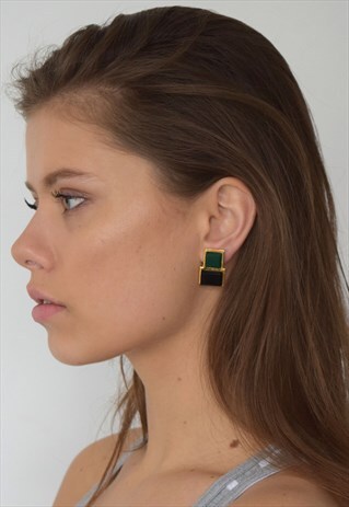 GREEN AND BLACK FESTIVAL EARRINGS