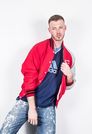 VINTAGE 1980S RED BASEBALL JACKET