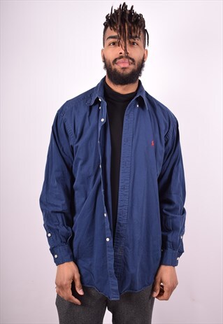 RALPH LAUREN MENS VINTAGE SHIRT LARGE BLUE 90'S
