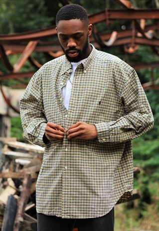OVERSIZED RETRO / 90'S / RALPH LAUREN / YELLOW & BLUE SHIRT