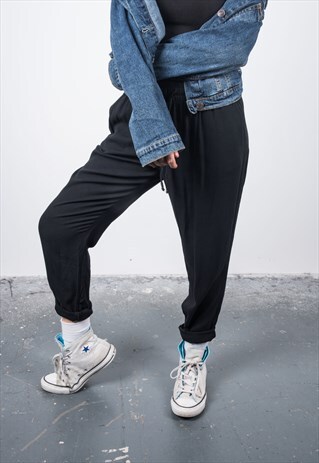 VINTAGE 1990S BLACK HIGH-WAISTED TROUSERS