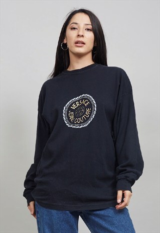 VINTAGE 90'S VERSACE JEANS OVERSIZED BLACK SWEATSHIRT