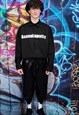 FAUX LEATHER JOGGERS PU CROPPED SNAKE OVERALLS IN BLACK