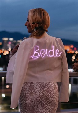 White Blazer with Light up Neon Bride Design