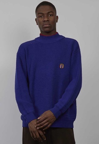 VINTAGE 80'S VALENTINO ROYAL BLUE KNITTED JUMPER
