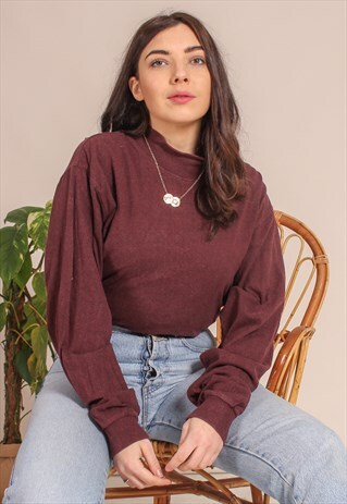 VINTAGE 90S TURTLE NECK JUMPER IN MAROON