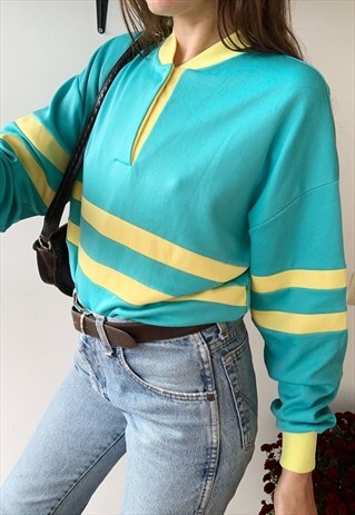 VINTAGE 70S MULTICOLOR SPORTS SWEATSHIRT JUMPER TRACKSUIT