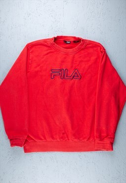90s Fila Red Embroidered Logo Sweatshirt - B2377