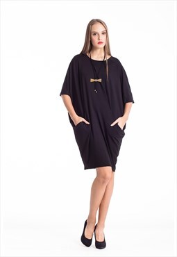 Batwing Sack Jersey Dress with Pockets In Sustainable Fabric