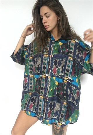 PATTERNED OVERSIZED RETRO VINTAGE UNISEX FESTIVAL SHIRT
